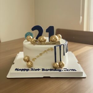21st Blue Gold Theme Cake