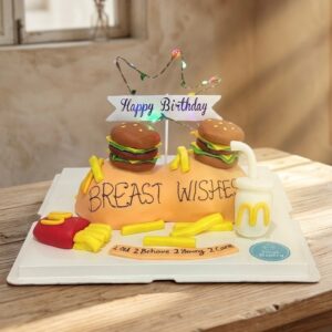 Adult Naughty Cake with Burger & Fries