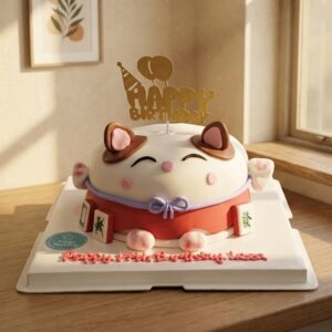 Fortune Cat Money Pulling Cake