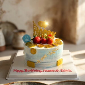 Blue Grey Ombre Money Pulling Cake