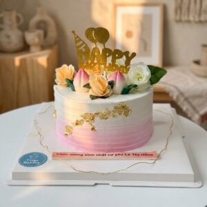 Peach Money Pulling Cake With Flowers