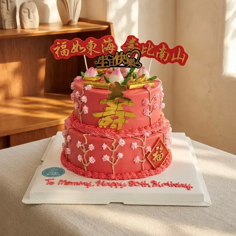 Red Peach Blossoms Money Pulling Cake