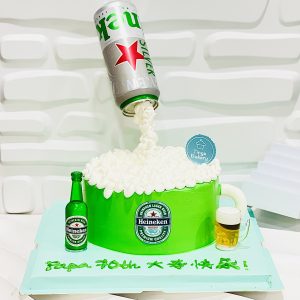 Heineken Beer Gravity Defying Cake With Money Pulling
