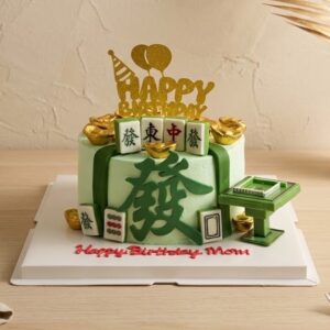 Prosperity Green Money Pulling Cake With Mahjong Tiles