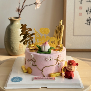 Pink Peach Blossoms Money Pulling Cake