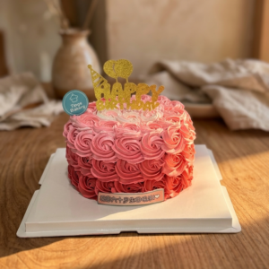 Red Pink Ombre Rosette Money Pulling Cake