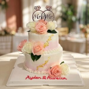 Pink White Ombre Wedding Cake