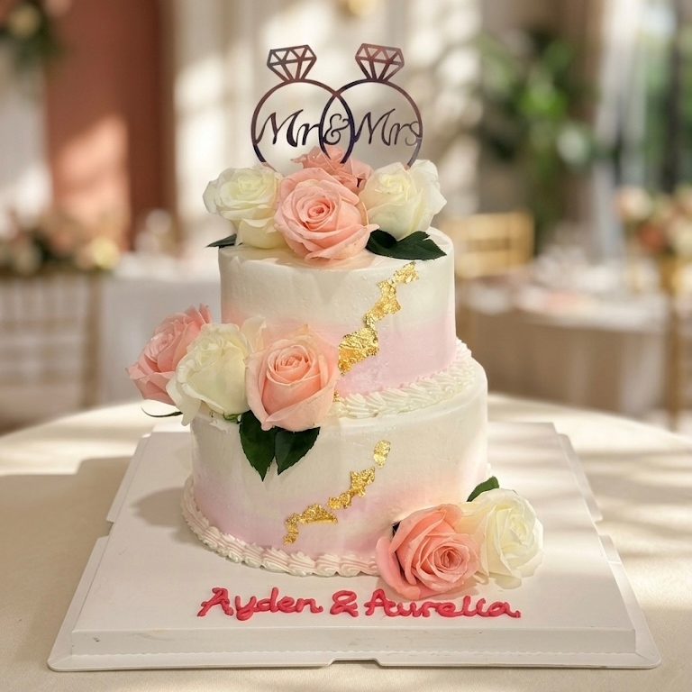 Pink White Ombre Wedding Cake