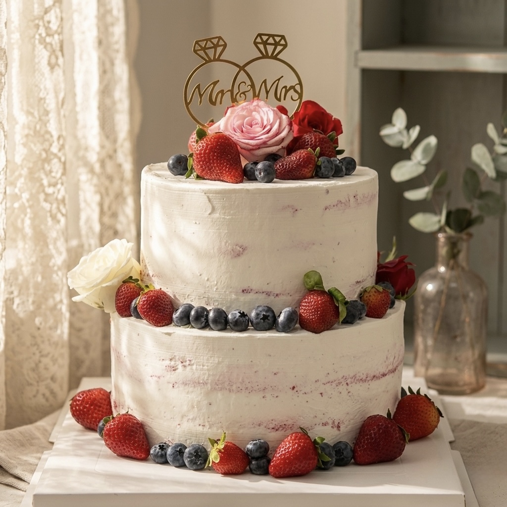 Naked Wedding Cake With Fruits