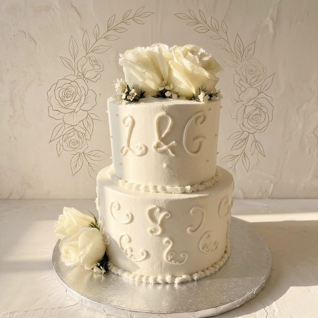 White Wedding Cake With White Flowers