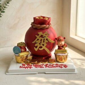 Red Money Bag With Gold 發 Pinata Knock Knock / Bombshell Cake