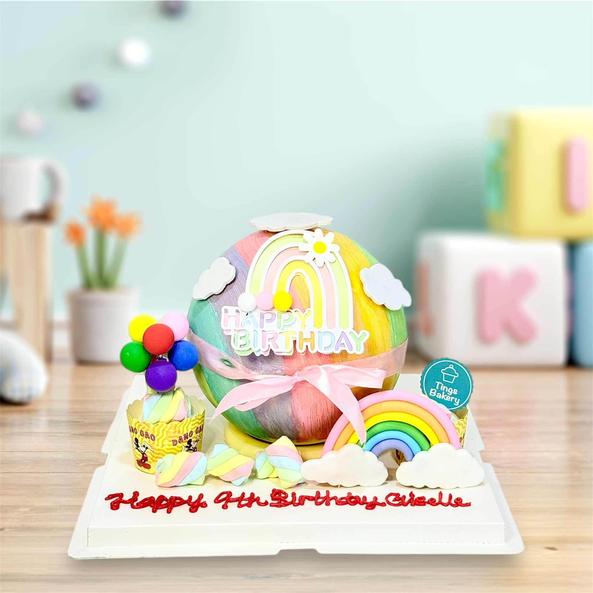 Colorful Rainbow Theme Pinata Knock Knock / Bombshell Cake