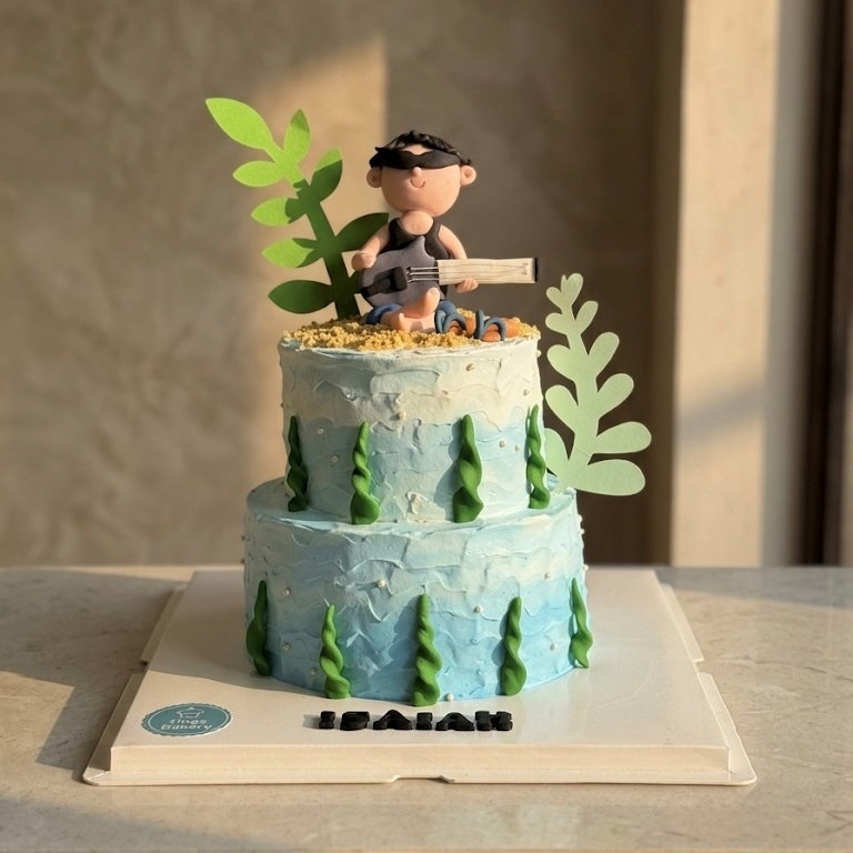 Man Playing Guitar By The Seaside Cake