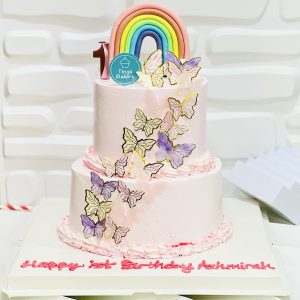 Butterfly & Rainbow 1st Birthday Cake