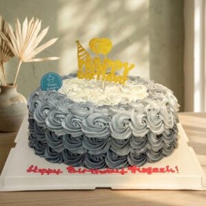Grey White Ombre Rosette Money Pulling Cake