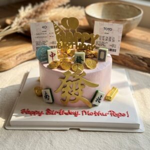 Pink 4D Money Pulling Cake With Mahjong
