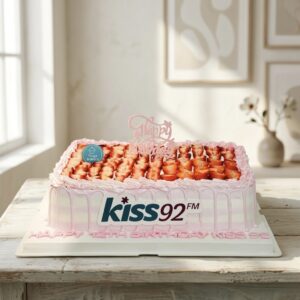 Pink White Drip With Strawberries Company / Corporate Anniversary Cake
