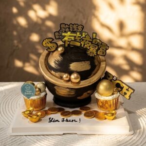 Rich Gold Theme Pinata Knock Knock / Bombshell Cake