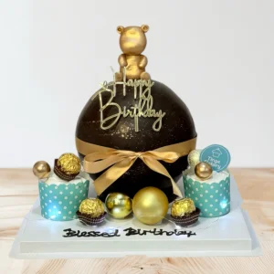 Black & Gold Theme Pinata Knock Knock / Bombshell Cake