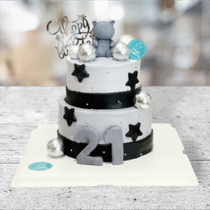 21st Black & Grey Bearbrick Theme Cake