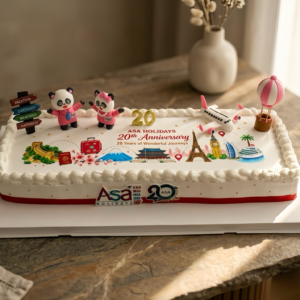 ASA Travel Theme Company / Corporate Anniversary Cake With 3D Figurines