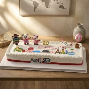 ASA Travel Theme Company / Corporate Anniversary Cake With 3D Figurines