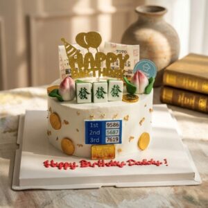 4D Lottery Money Pulling Cake With Peach & Mahjong