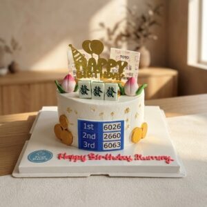 4D Lottery Money Pulling Cake With Peach & Mahjong